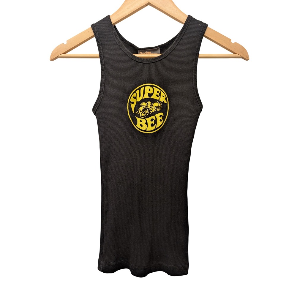 Vintage Y2K Dodge Super Bee BC Ethic Ribbed Tank Top Black Yellow Graphic Grunge